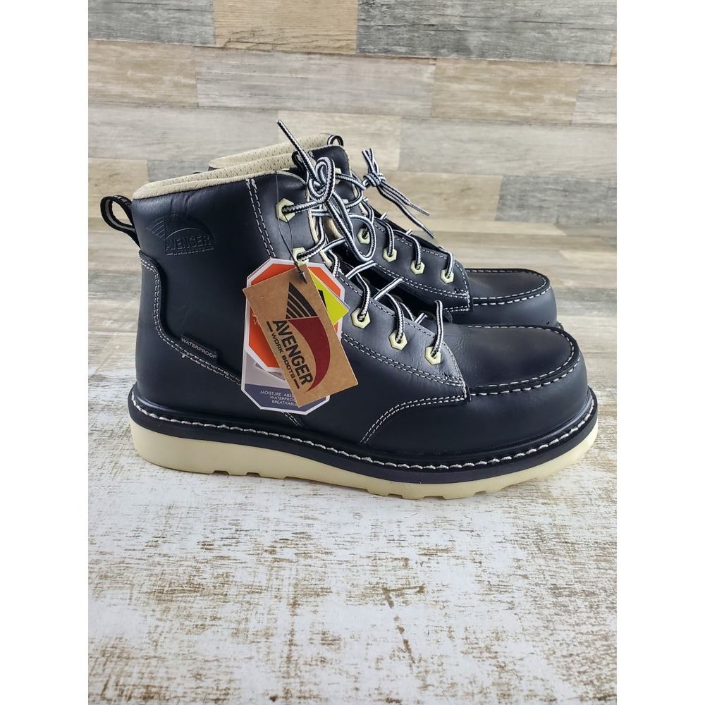 Avenger A7552 Wedge Moc WP Slip Resistant Safety Toe Work Boots Womens Sz 9.5